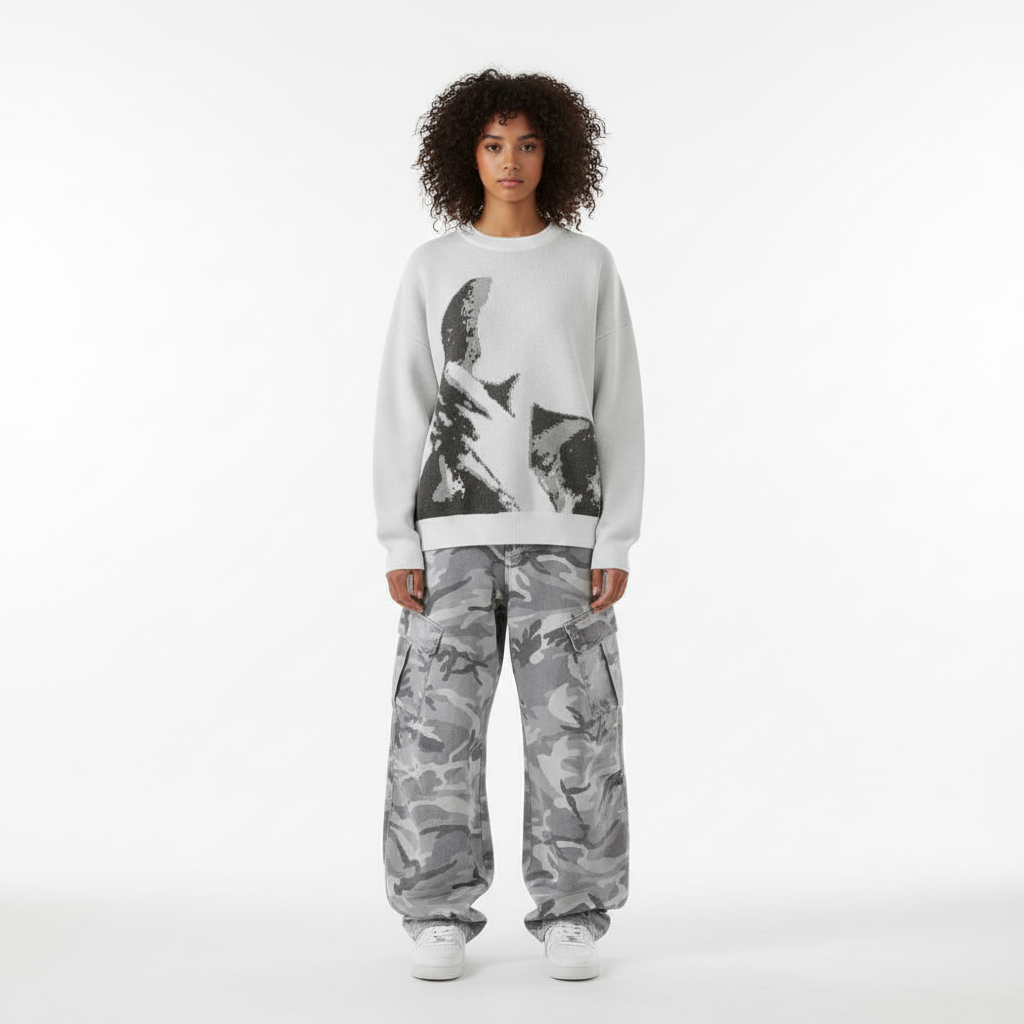 Camouflage Wide-Leg Pants