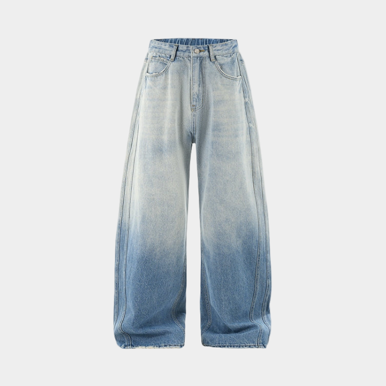 White Washed Baggy Jeans - Grey / Blue