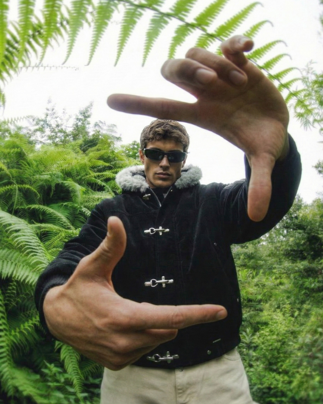 Streetwear Metal Clip Faux Fur Hooded Suede Bomber Jacket