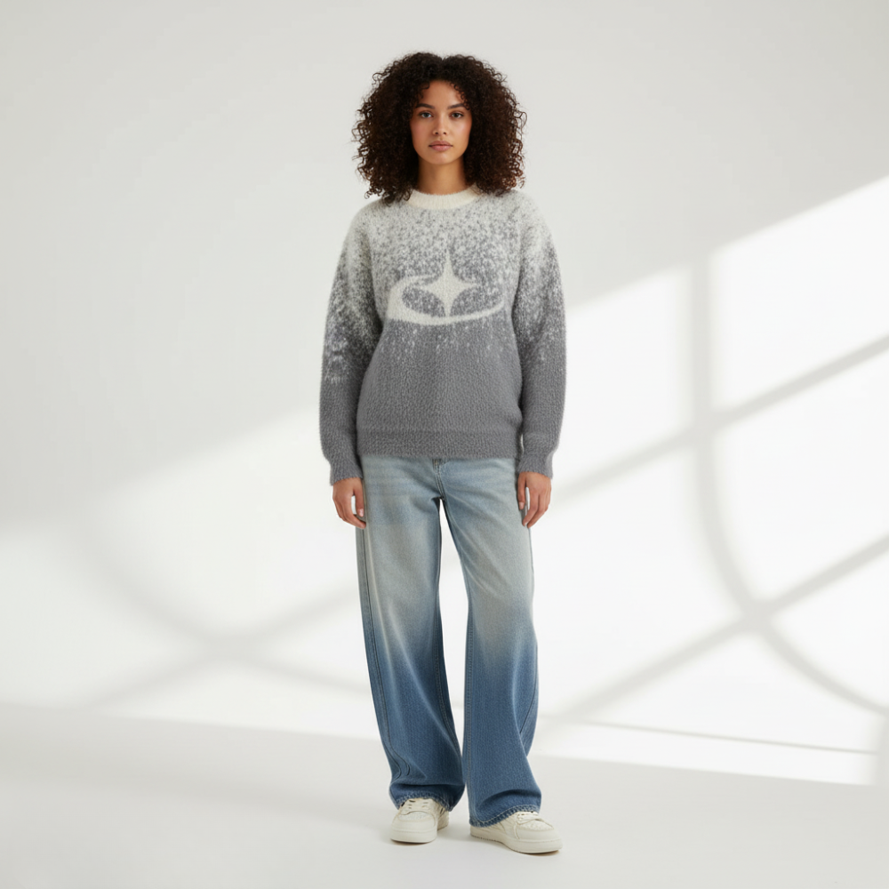 Stellar Splash Knitted Sweater - Black