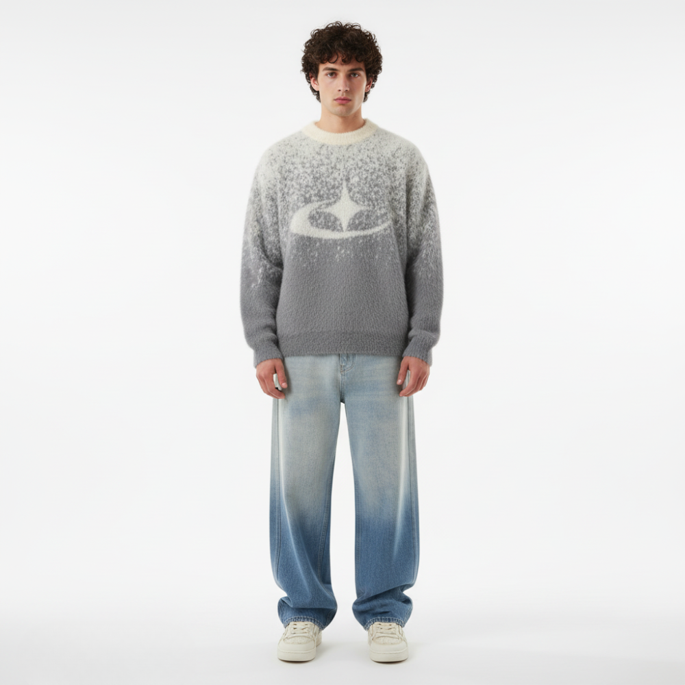 Stellar Splash Knitted Sweater - Black