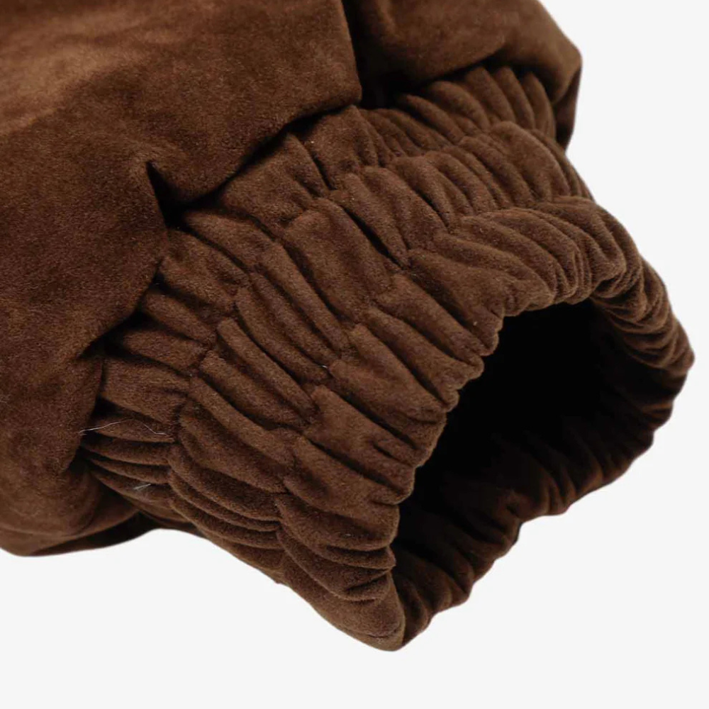 Streetwear Metal Clip Faux Fur Hooded Suede Bomber Jacket