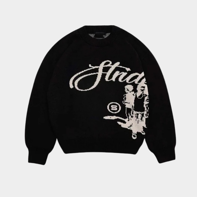'Structure' Graphic Knitted Sweater - Moss Green