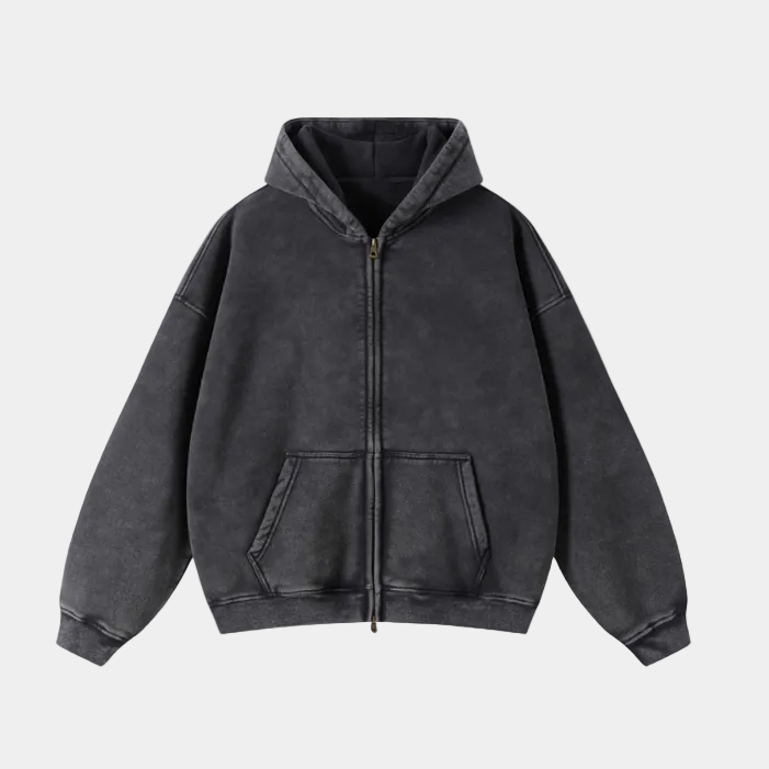 Heavyweight Zipped Hoodie - Light-Gray