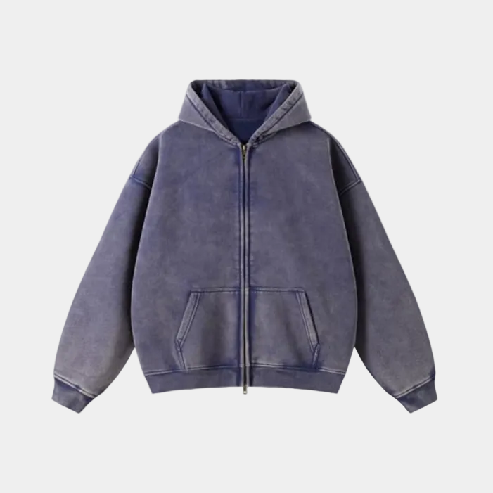 Heavyweight Zipped Hoodie - Navy Blue