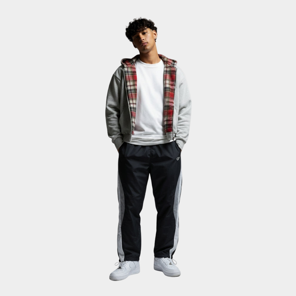 Checkered Inside Out Zipper - Black