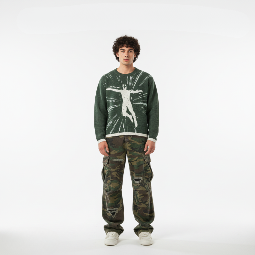 Ripped Camouflage Cargo Pants - Classic Camouflage