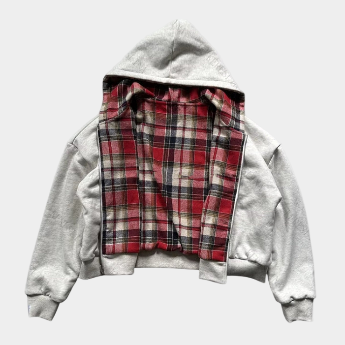 Checkered Inside Out Zipper - Red