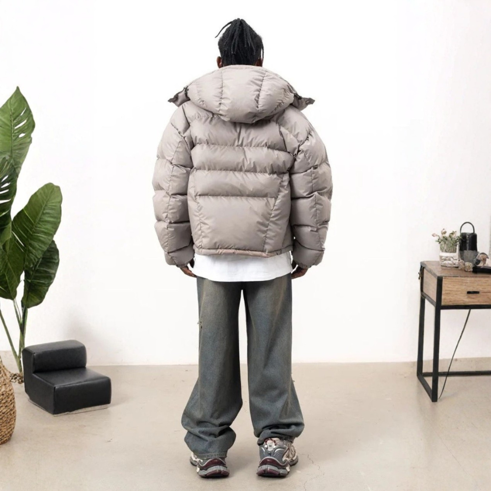 'Y2K' Puffer Jacket Button-Up - Black