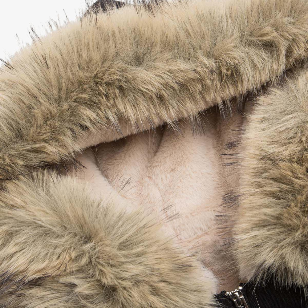 Hooded Faux Fur Bomber - Grey