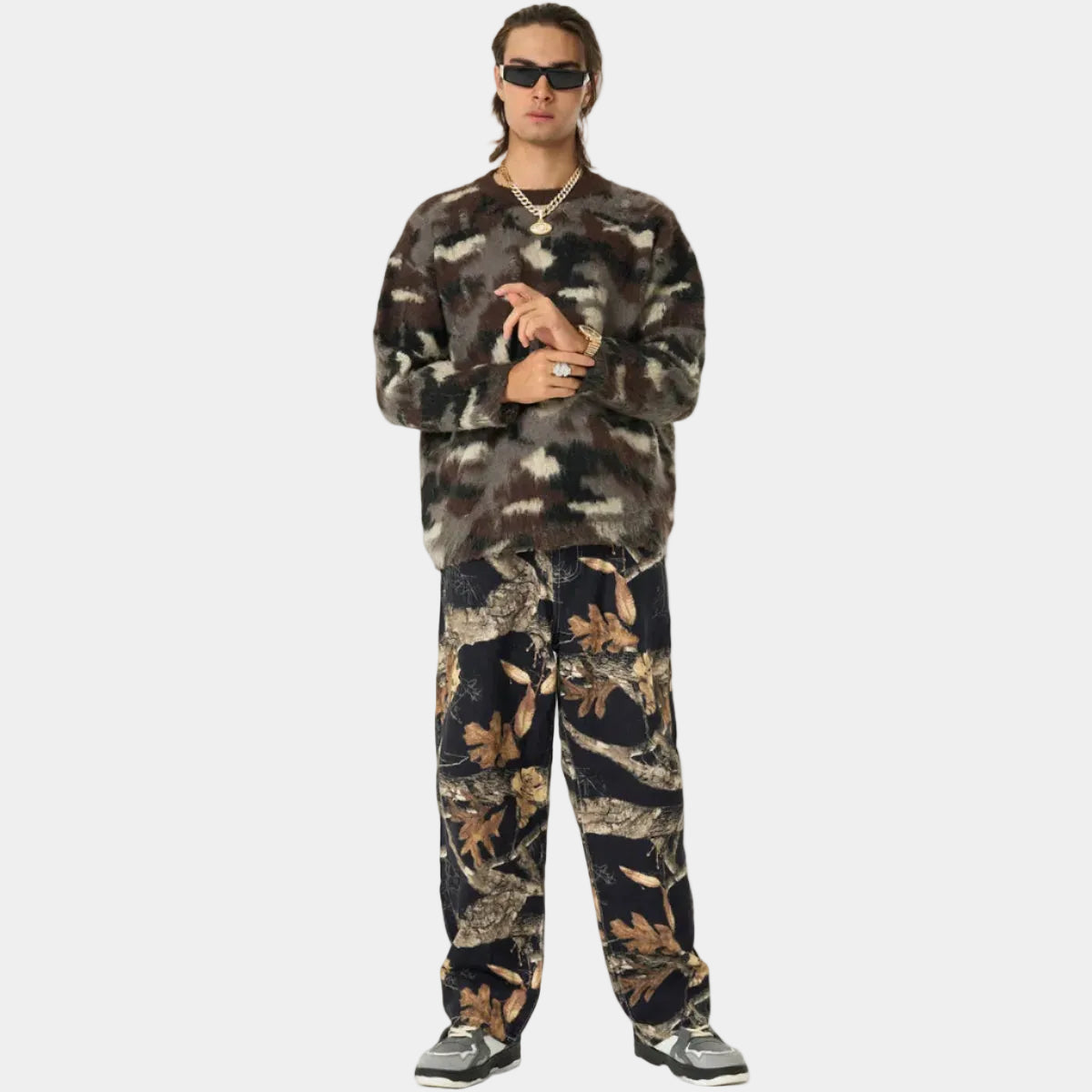 Street Camouflage Crew Neck Sweater