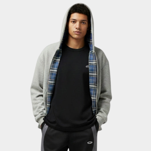 Checkered Inside Out Zipper - Black