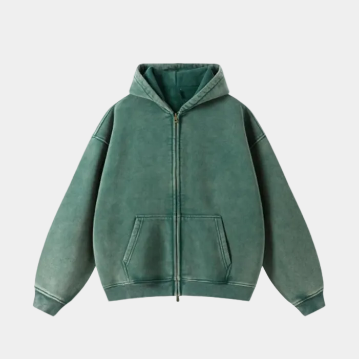Heavyweight Zipped Hoodie - Moss Green