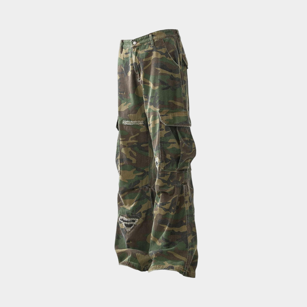 Ripped Camouflage Cargo Pants - Classic Camouflage