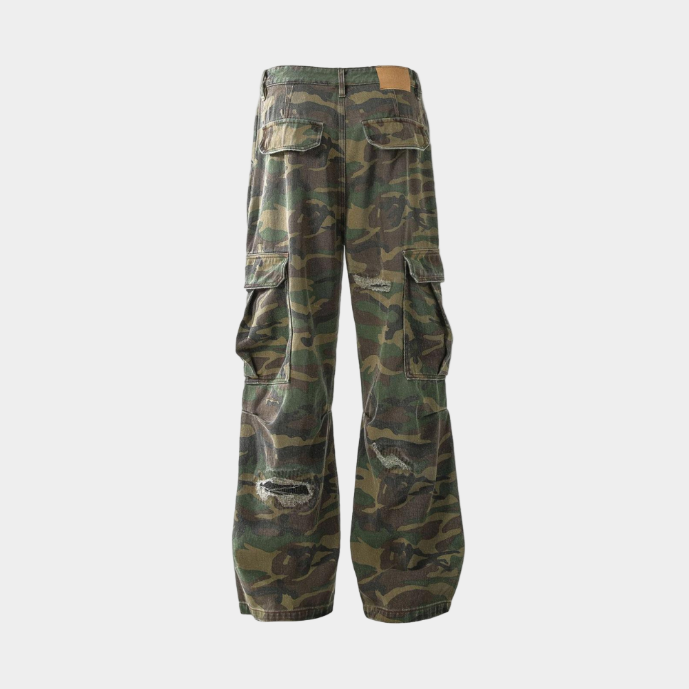 Ripped Camouflage Cargo Pants - Classic Camouflage