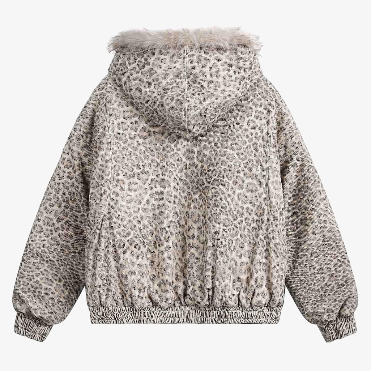 Cotton Cheetah Print Mink Fur Hooded Jacket - 2270