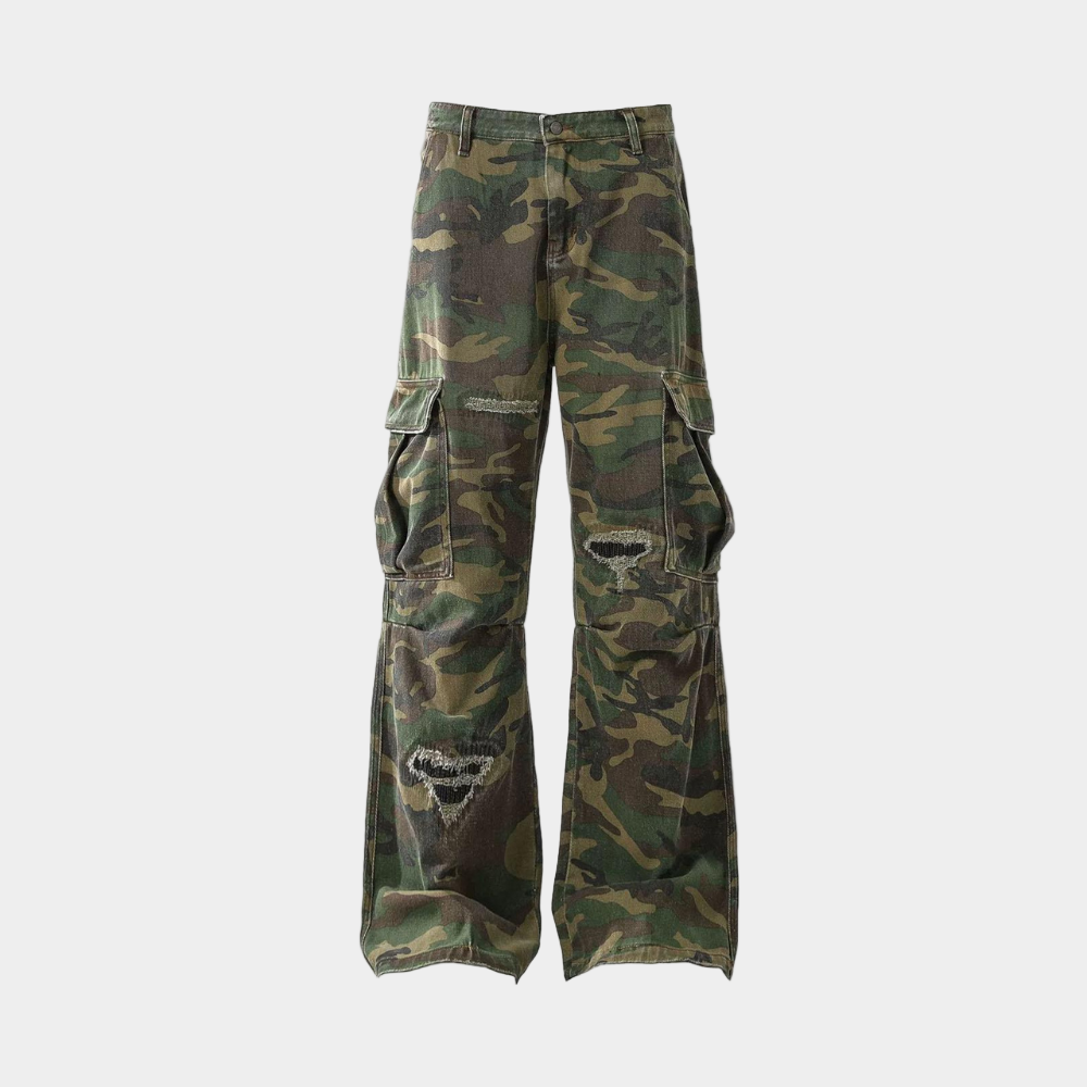 Ripped Camouflage Cargo Pants - Classic Camouflage