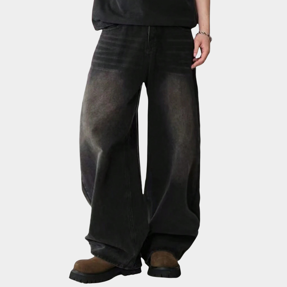 Wide Leg Jeans Black - Light Blue