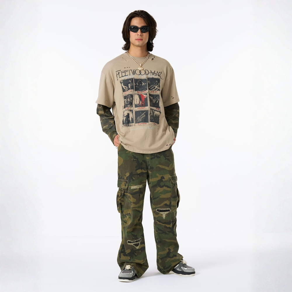 Ripped Camouflage Cargo Pants - Classic Camouflage