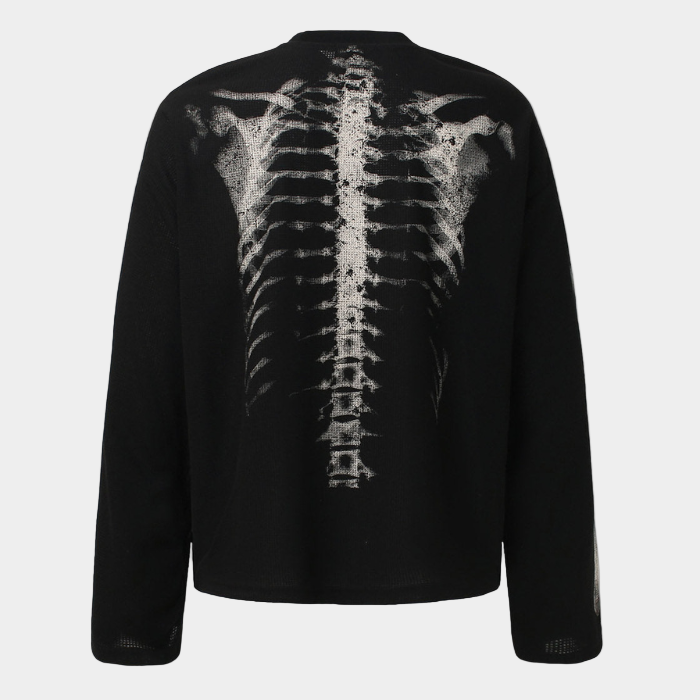 Skeleton Waffle Sweatshirt - Black