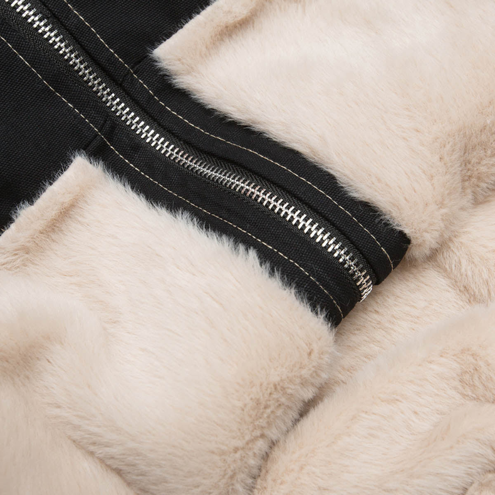 Hooded Faux Fur Bomber - Black