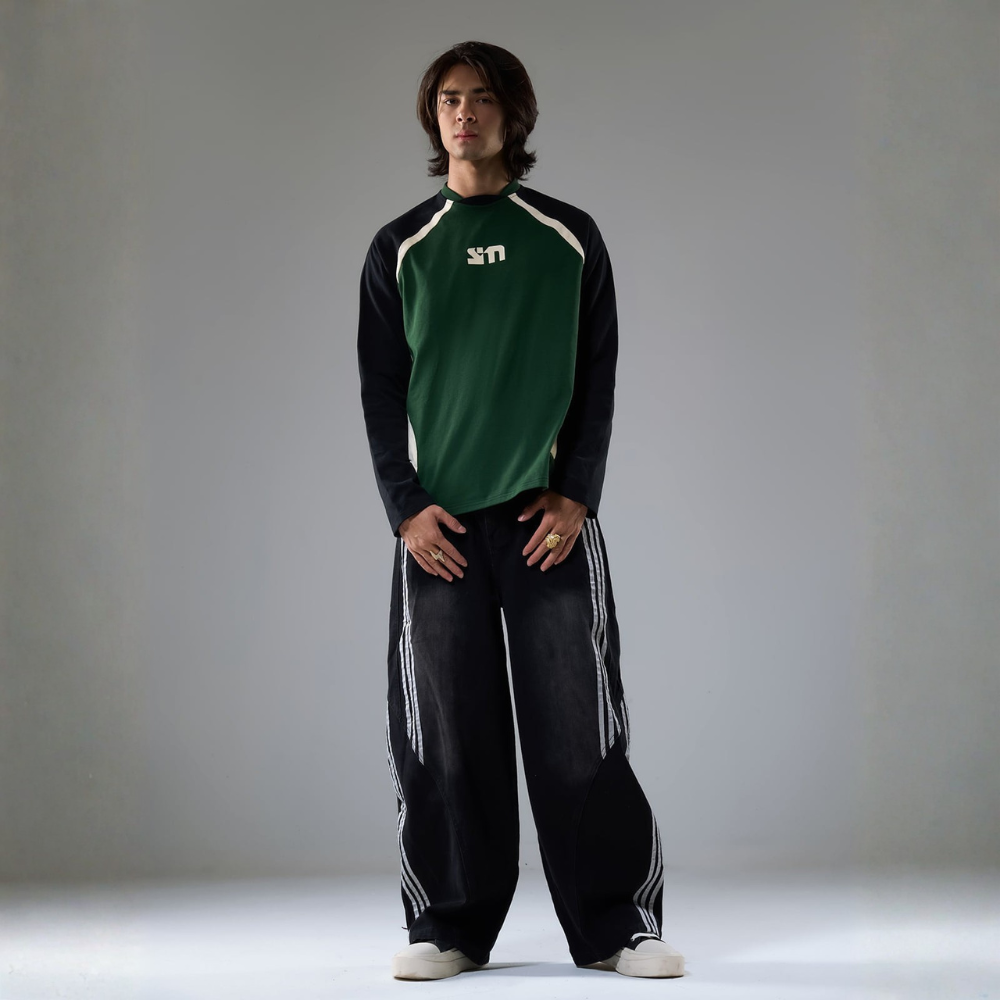 Denim Striped Barrel Jeans - Blue