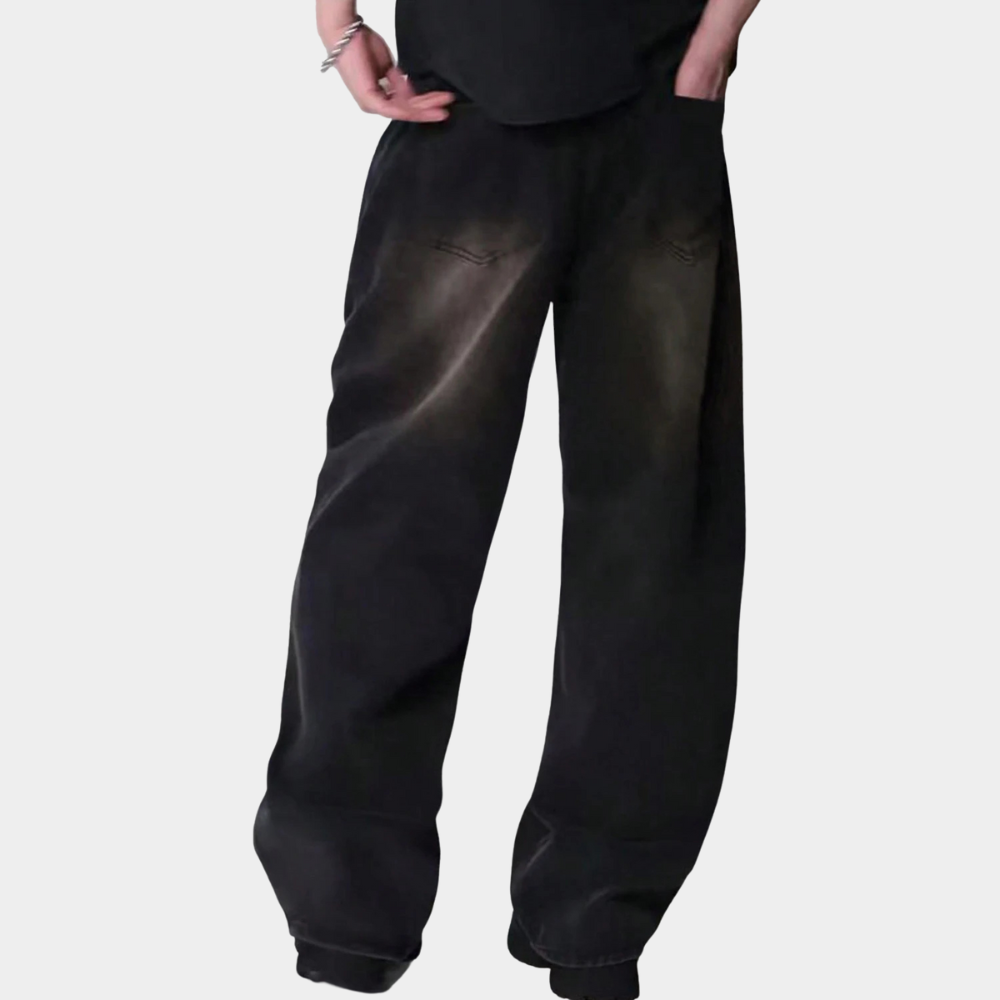 Wide Leg Jeans Black - Light Blue