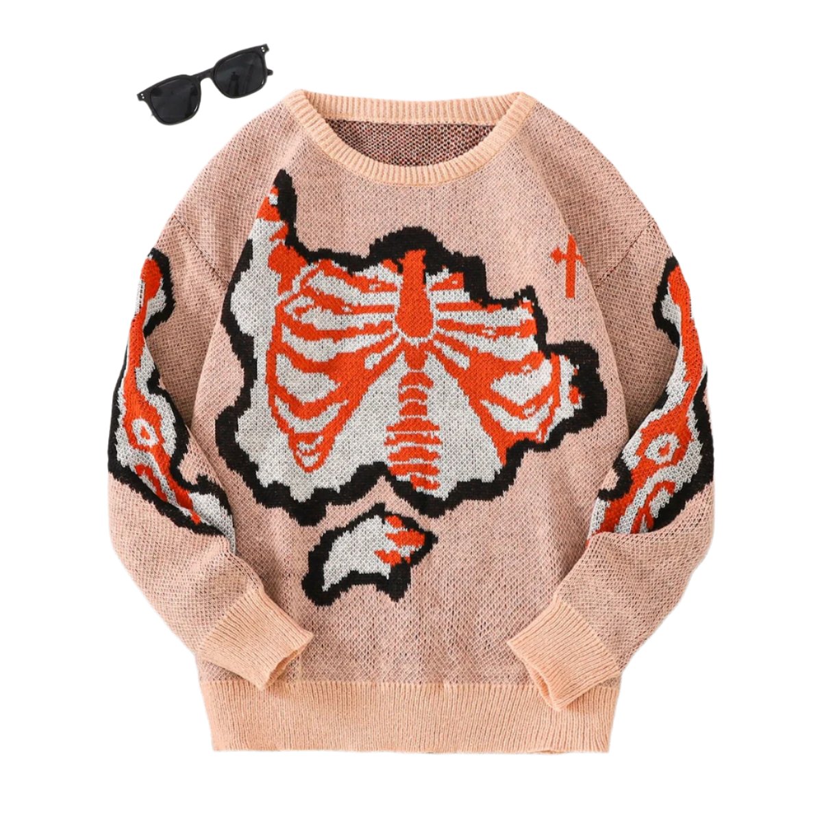 Bone-Shaped Butterfly Knit Pullover