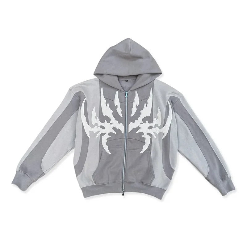 Spliced Embroidered Hoodie