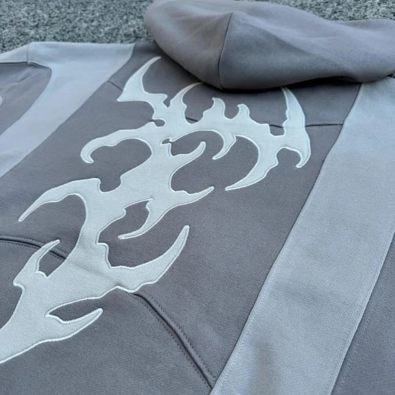 Spliced Embroidered Hoodie