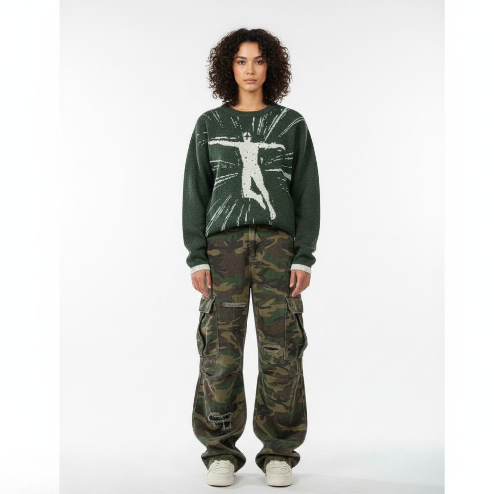 Ripped Camouflage Cargo Pants - Classic Camouflage