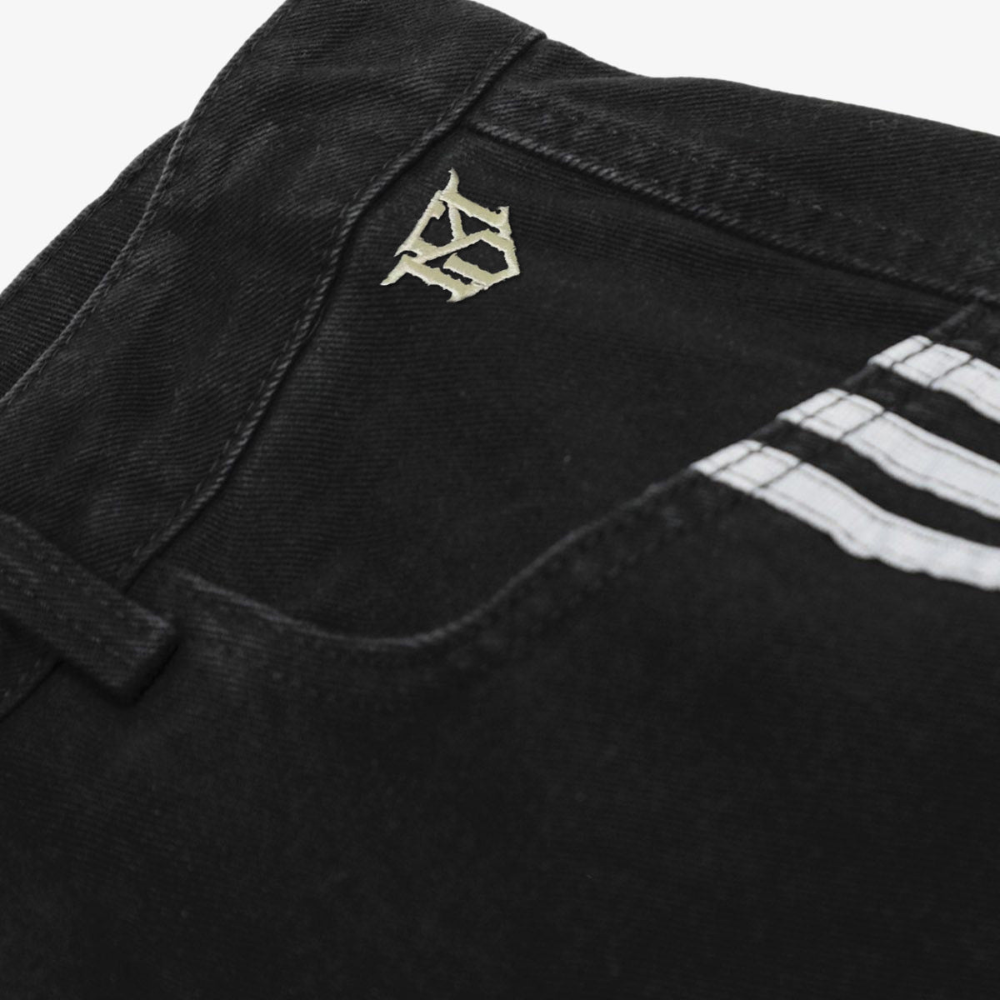 Denim Striped Barrel Jeans - Black