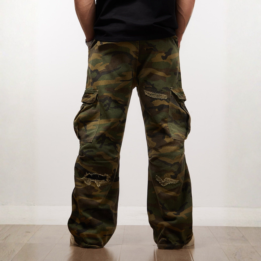 Ripped Camouflage Cargo Pants - Classic Camouflage