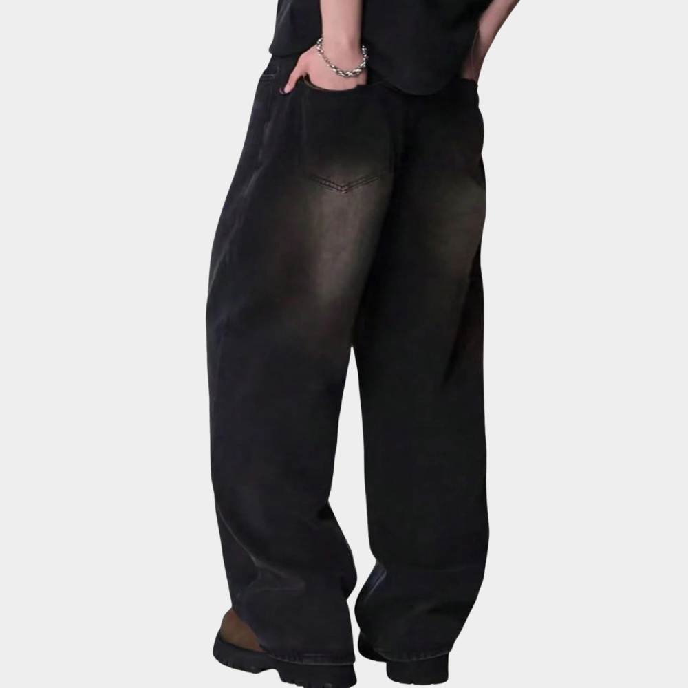 Wide Leg Jeans Black - Grey