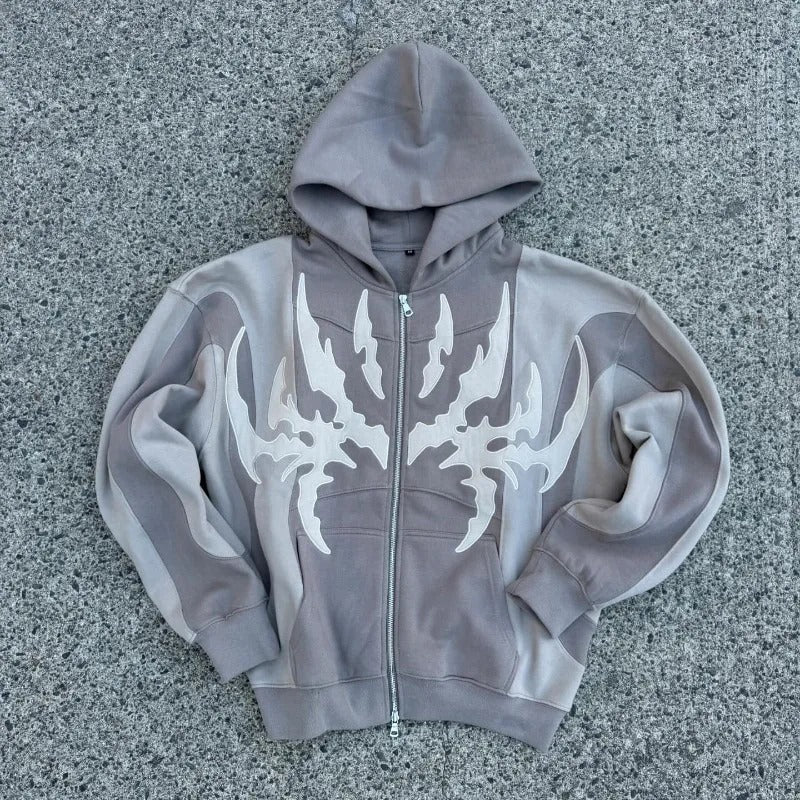 Spliced Embroidered Hoodie