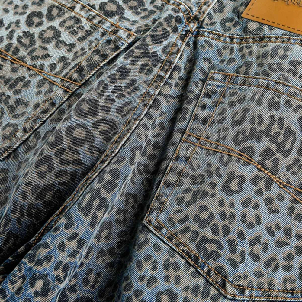 Denim Street Leopard Print Barrel Jeans