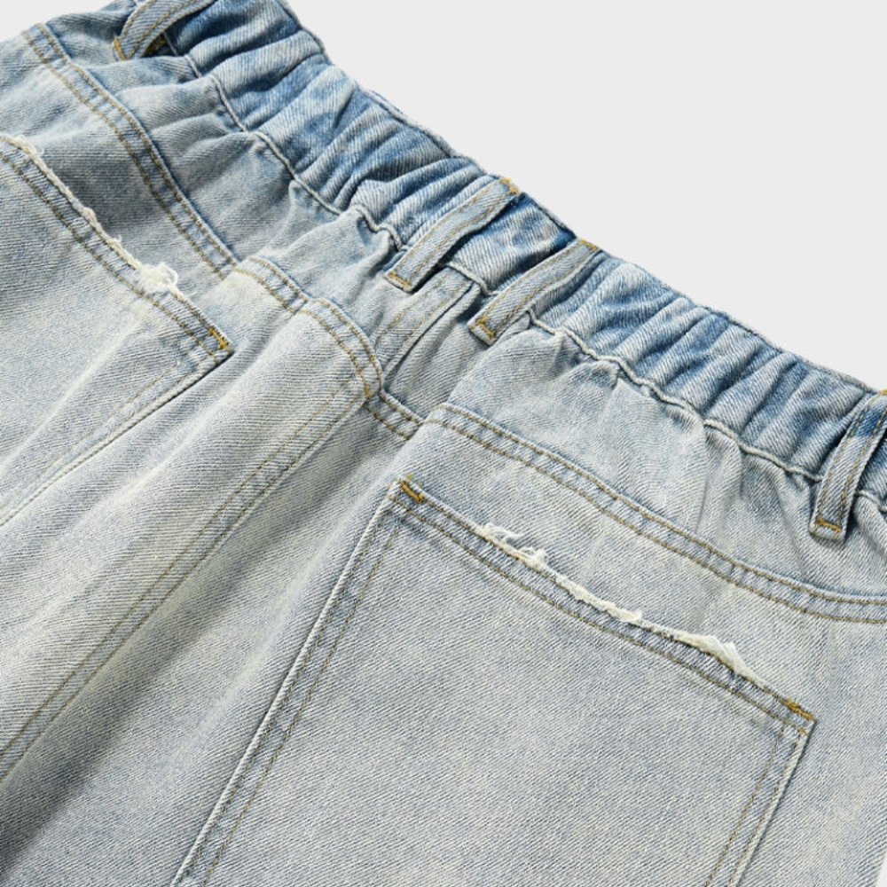 White Washed Baggy Jeans - Grey / Blue