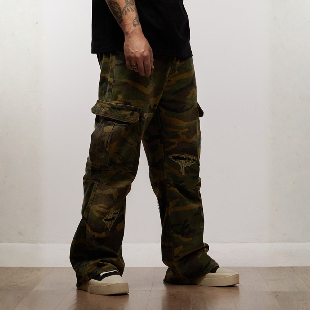Ripped Camouflage Cargo Pants - Classic Camouflage