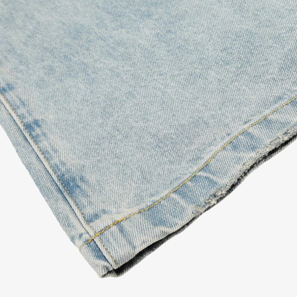 Denim Washed Distressed Barrel Jeans