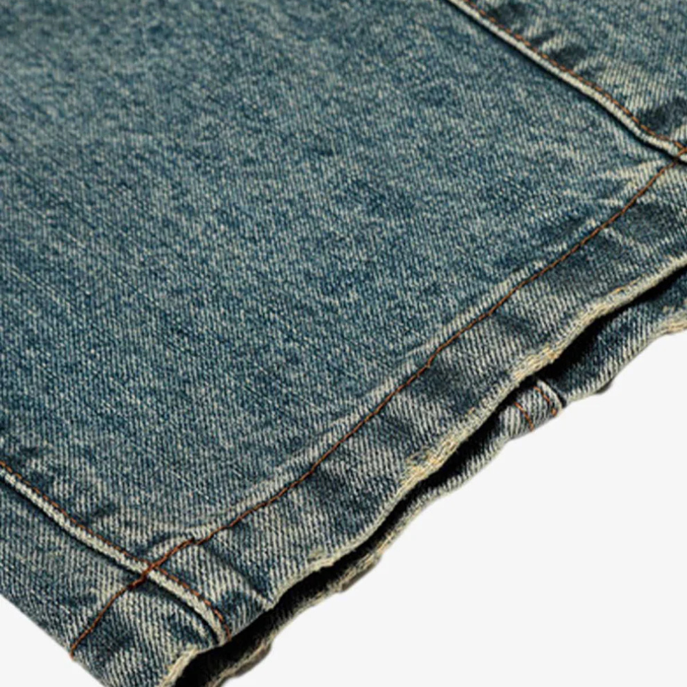 Vintage Mud-Dyed Distressed Barrel Jeans