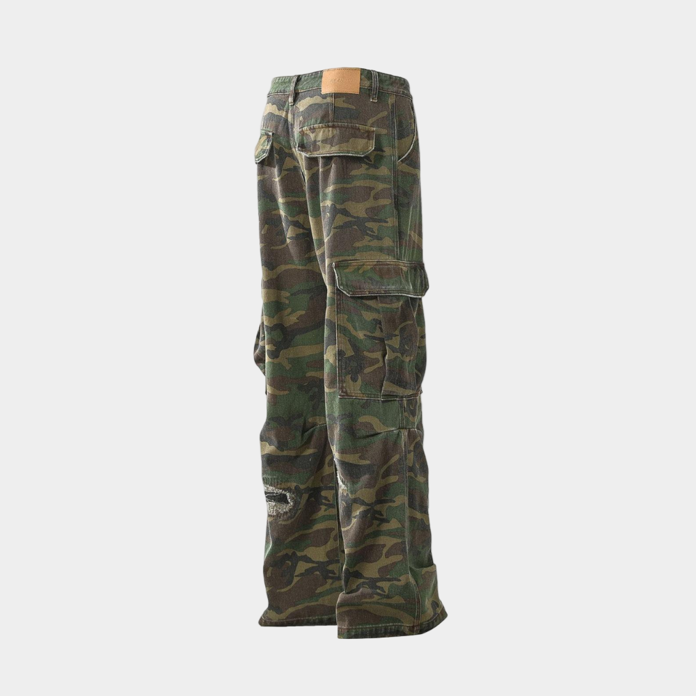 Ripped Camouflage Cargo Pants - Classic Camouflage