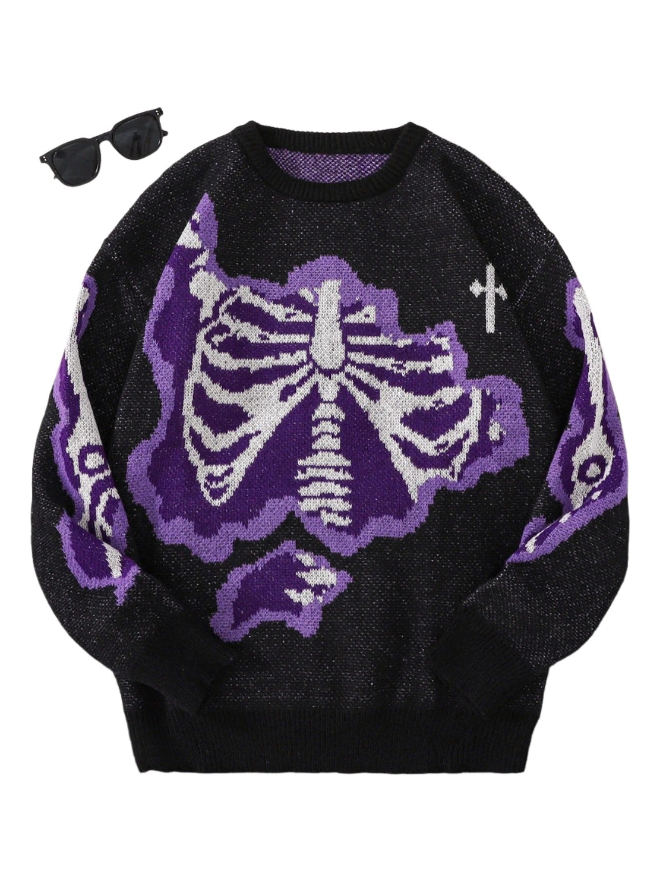 Bone-Shaped Butterfly Knit Pullover