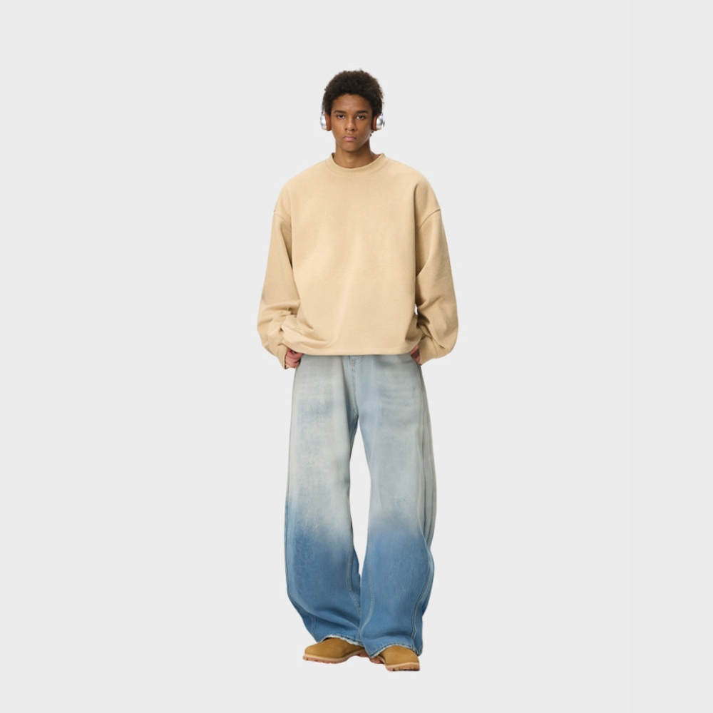 White Washed Baggy Jeans - Grey / Blue