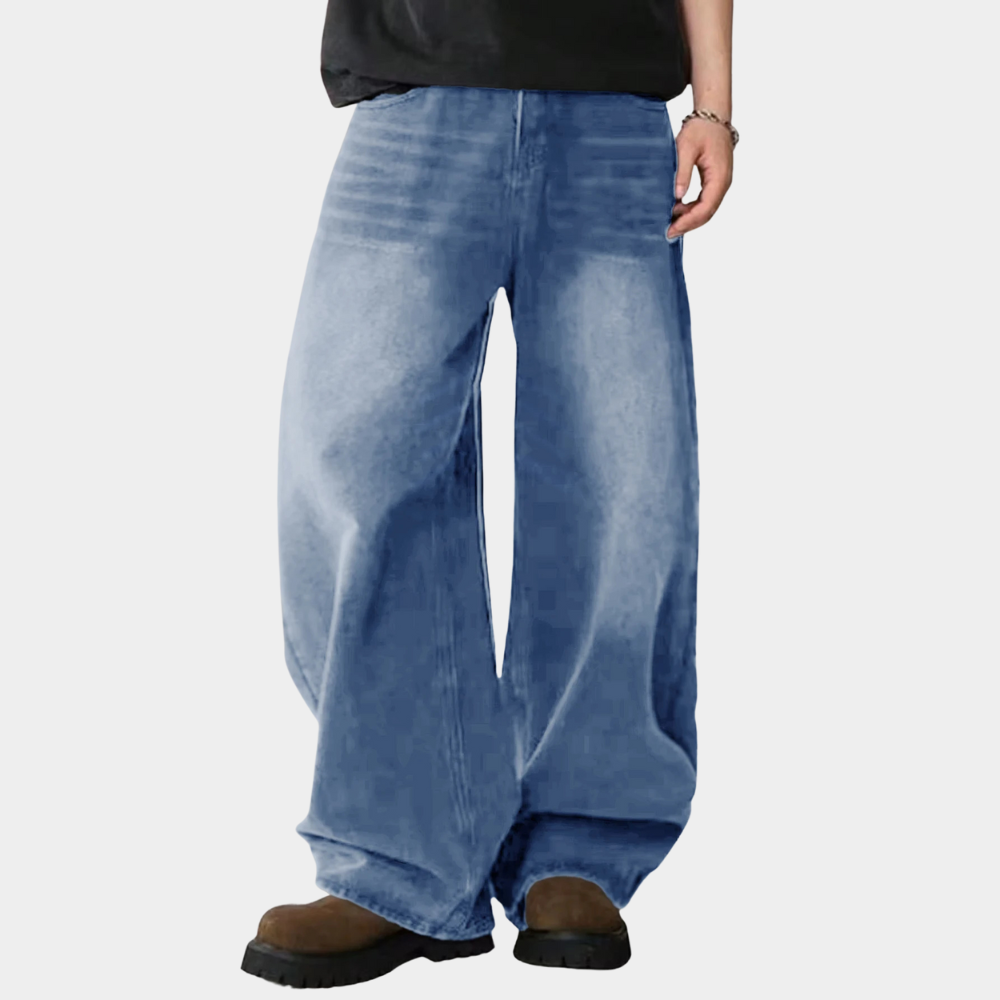 Wide Leg Jeans Black - Light Blue