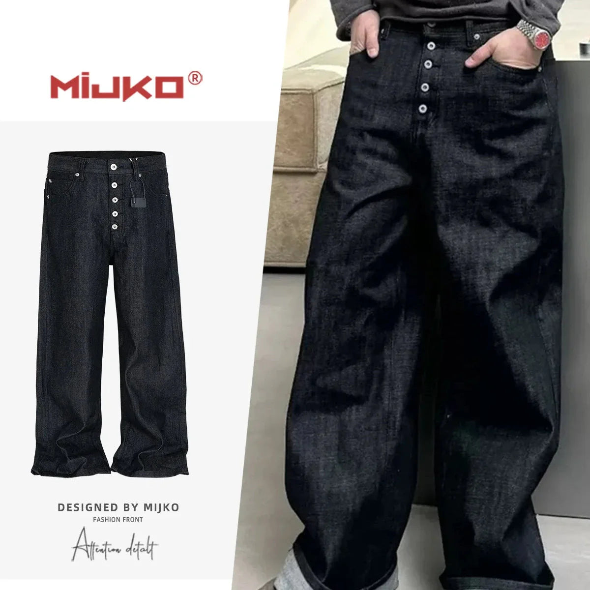 Denim Baggy Pants - Black