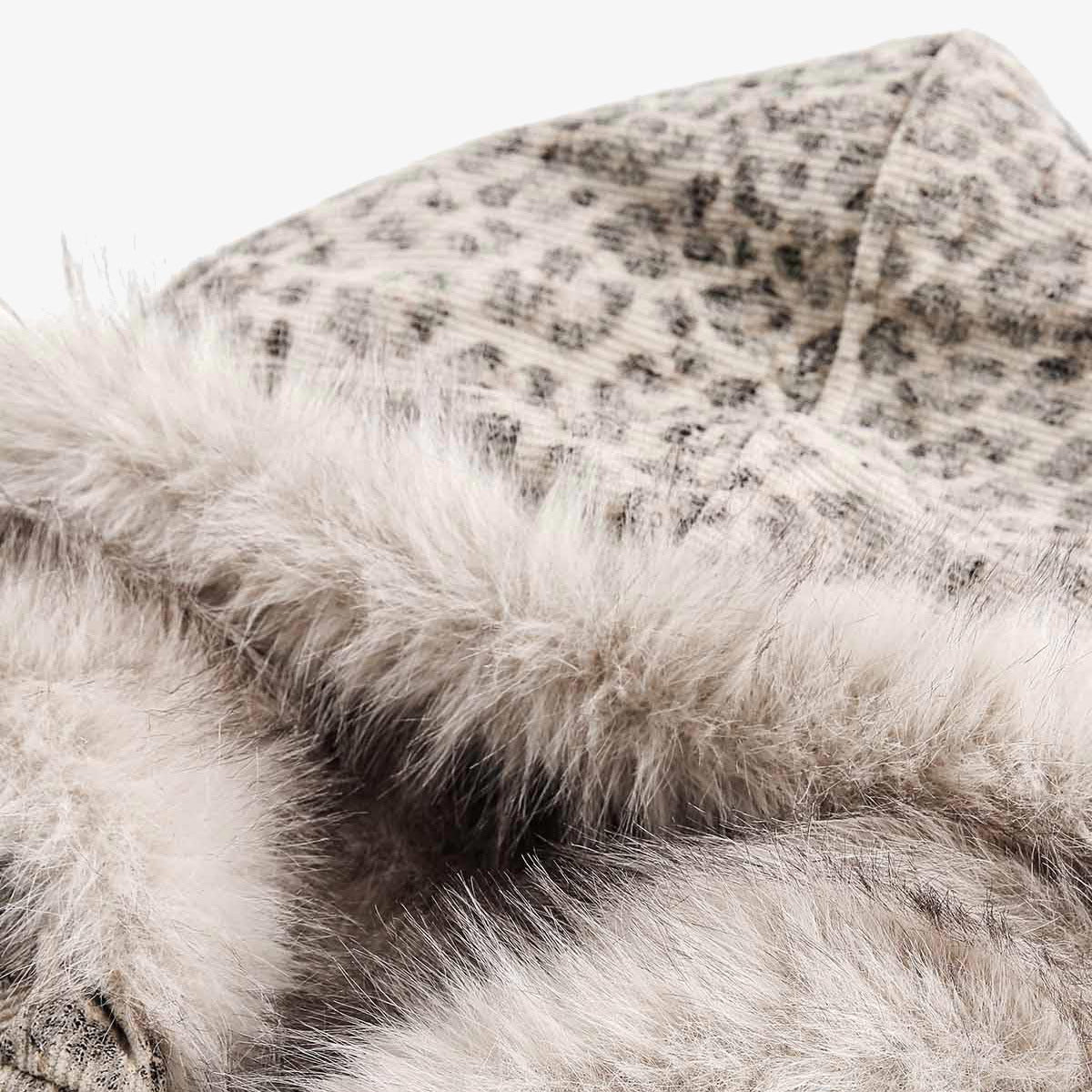 Cotton Cheetah Print Mink Fur Hooded Jacket - 2270