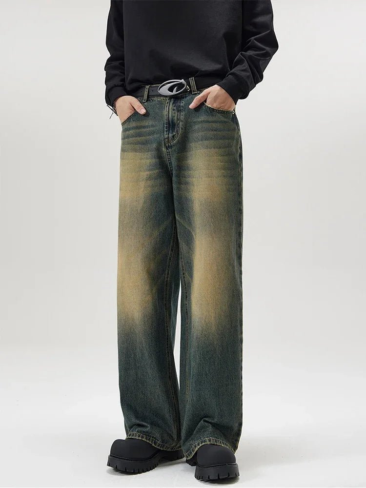 Washed Baggy Straight Jeans - Valento Fashion