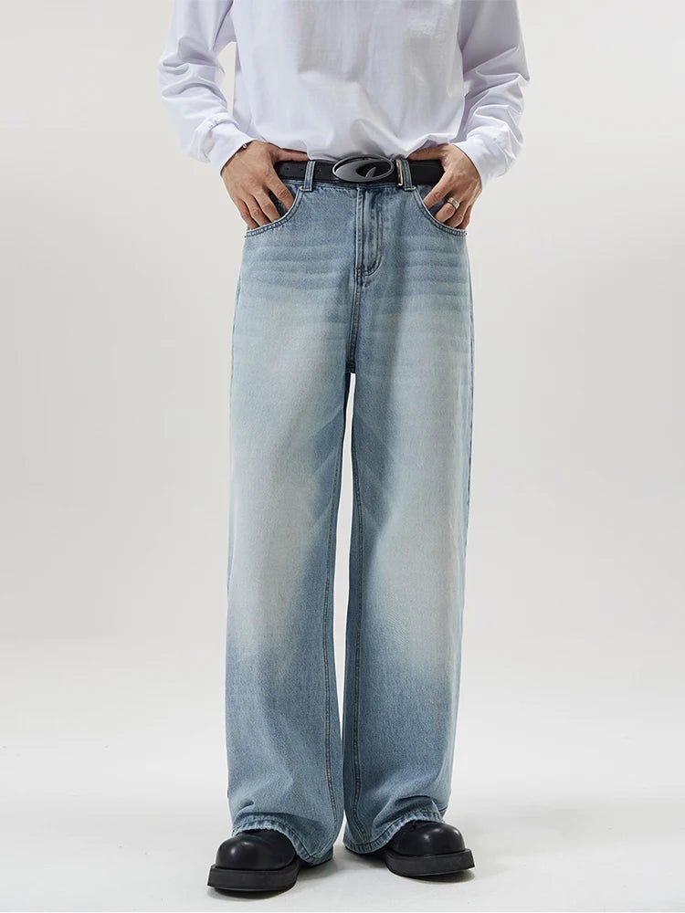 Washed Baggy Straight Jeans - Valento Fashion