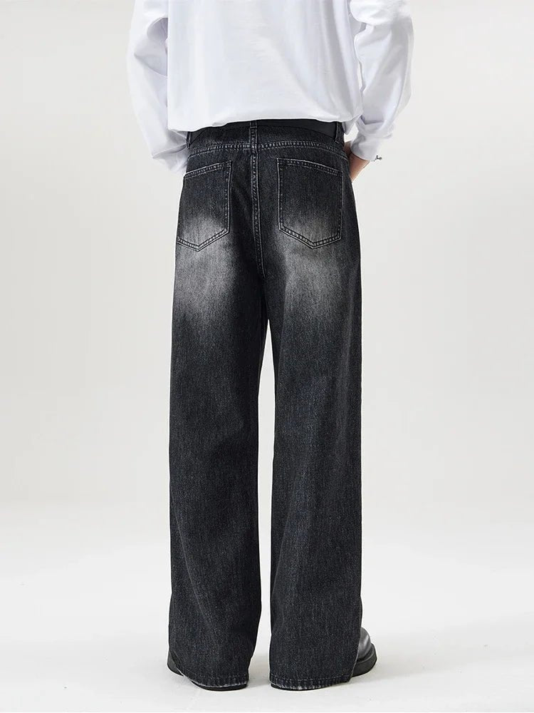 Washed Baggy Straight Jeans - Valento Fashion