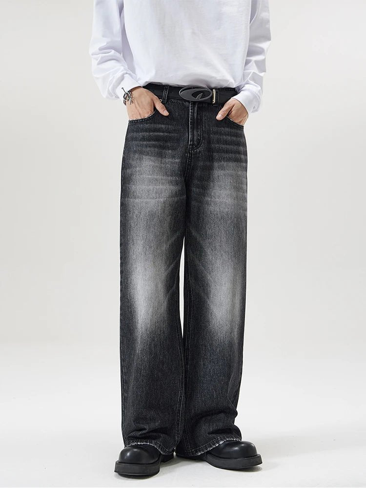 Washed Baggy Straight Jeans - Valento Fashion